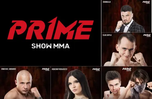 Kolaż z wizerunkami prime MMA zawodników: Don Kasjo, Jas Kapela, Mateusz Murański, Queen of the Black, oraz dwóch innych.