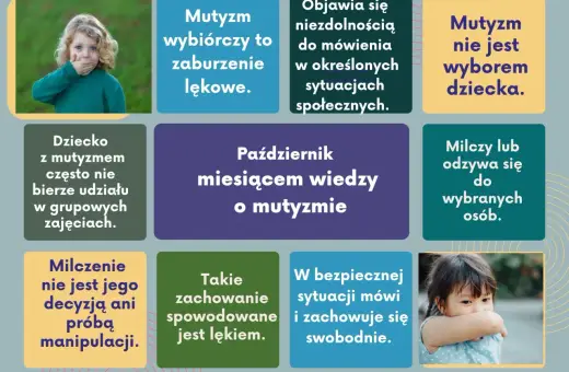 Mutyzm wybiórczy co to? To zaburzenie lękowe, nie wybór dziecka. Dziecko milczy w określonych sytuacjach społecznych, ale w bezpiecznym otoczeniu mówi swobodnie.