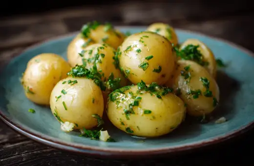 Små, kokta potatisar med färska örter, perfekta som potatis till grillat.