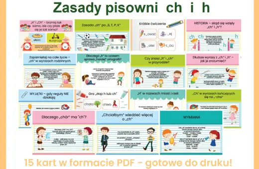 Zasady pisowni „ch" i „h" wyjaśnione na przykładach, z ćwiczeniami i ciekawostkami, które pomogą zapamiętać reguły, **ponadto razem czy osobno** – wszystko w przystępnej formie.
