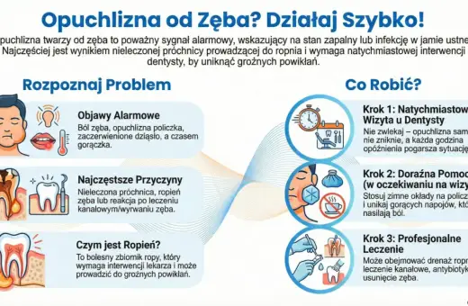 Opuchlizna od zęba to sygnał infekcji. Objawy: ból, obrzęk, gorączka. Przyczyny: próchnica, ropień. Działaj szybko: wizyta u dentysty, zimne okłady, leczenie.