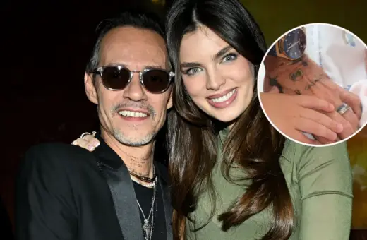 Marc Anthony z żoną i noworodkiem. Widać obrączkę na jego dłoni.