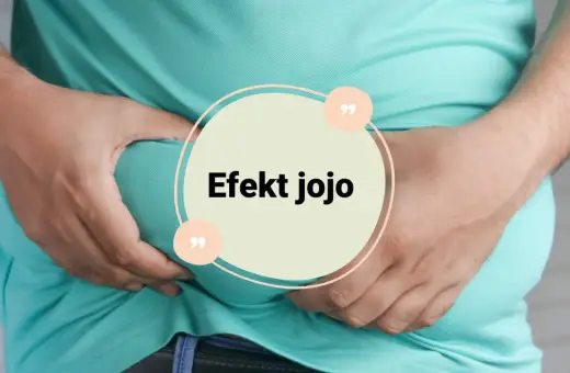 Dłonie zaciskają się na brzuchu, symbolizując frustrację związaną z efektem jojo i wahaniami wagi.
