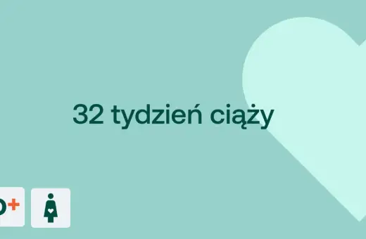 32 tydzień ciąży. Czas na przygotowania do porodu. D+ ikona kobiety w ciąży.