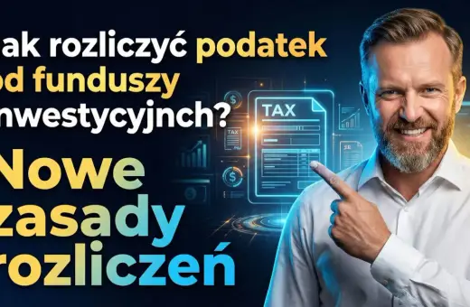 Mężczyzna wskazuje na dokument podatkowy, objaśniając nowe zasady rozliczania dochodu z funduszy inwestycyjnych.