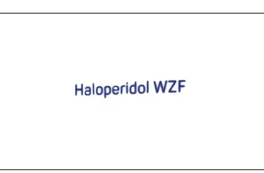 Napis "Haloperidol WZF" na białym tle.