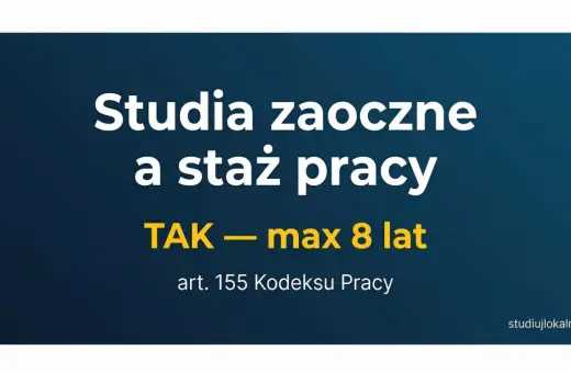 Studia zaoczne a staż pracy: TAK, do 8 lat. Zgodnie z art. 155 Kodeksu Pracy.