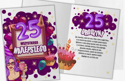 Mądre życzenia na 25 urodziny: imprezuj, tańcz, spełniaj marzenia! Niech życie będzie piękne, pełne przyjaciół i uśmiechu.