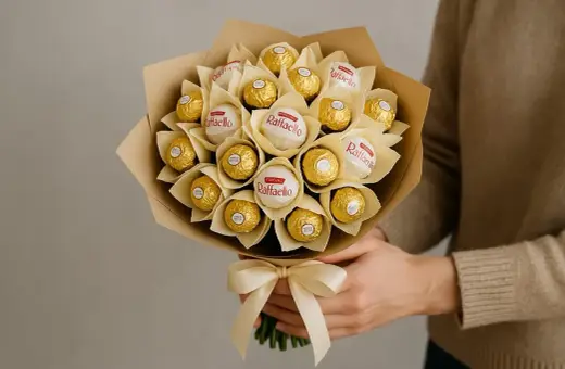 Wyjątkowy bukiet z czekoladek Raffaello, idealny na prezent.