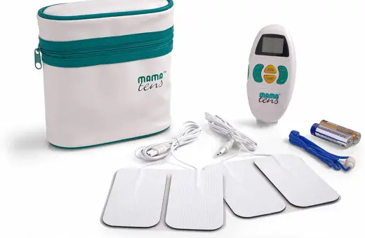 Zestaw Mama Tens do porodu: urządzenie, elektrody, baterie i etui. Pomoc w łagodzeniu bólu.