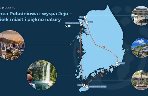 Trasa przez Koreę Południową: zobaczysz zgiełk Seulu, piękno wyspy Jeju i malownicze krajobrazy.