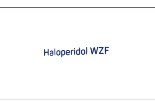 Napis "Haloperidol WZF" na białym tle.
