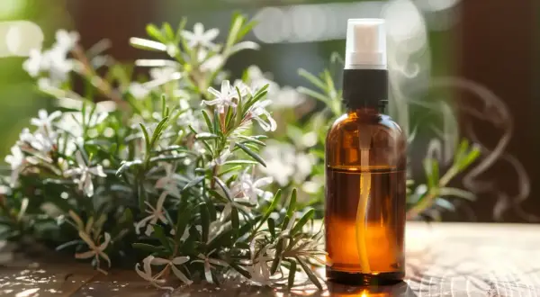 Naturalny spray z rozmarynem, który odstrasza komary w nocy.