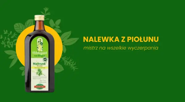 Nalewka z piołunu, mistrz na wszelkie wyczerpania. Butelka Maitrunk Hildegard von Bingen.