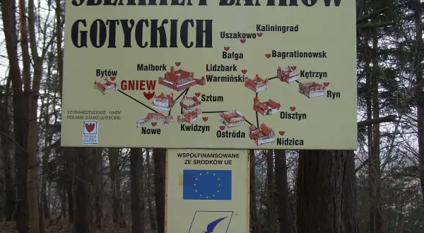 Mapa szlak zamków krzyżackich. Poznaj trasę przez Gniew, Malbork, Lidzbark Warmiński i inne gotyckie twierdze.