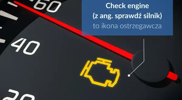 Żółta ikona silnika na desce rozdzielczej, znana jako "check engine", sygnalizuje problem.
