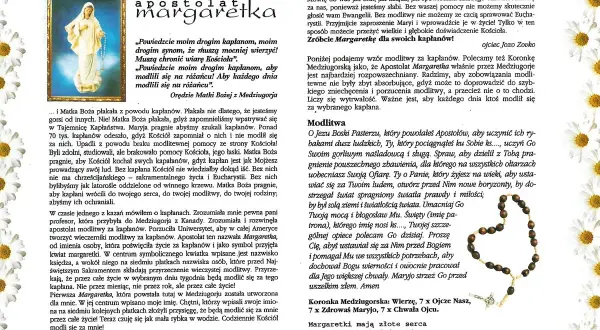 Modlitwa do św. Jacka i Matki Bożej z Medziugorja. Obraz Matki Bożej i tekst o apostolacie Margaretka.