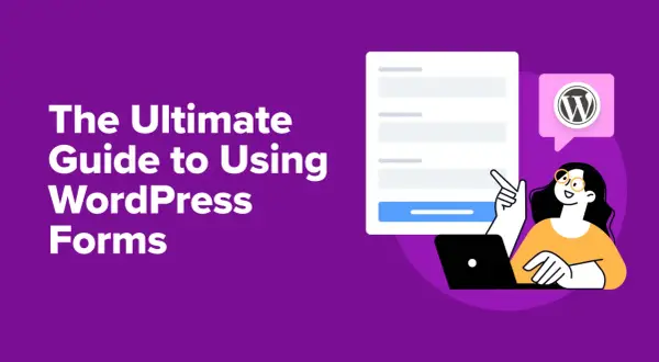 Guida definitiva per creare form WordPress. Una donna con occhiali lavora al laptop, interagendo con un modulo.