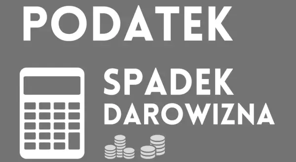 Kalkulator i monety obok napisu "Podatek spadek darowizna". Dowiedz się, ile wynosi podatek od darowizny.