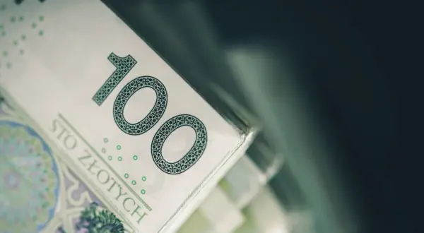 Stos banknotów 100 zł. Taki dodatek do przedszkola to marzenie wielu rodziców.