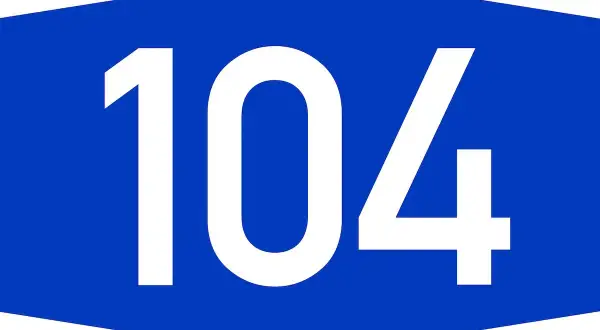 Il numero 104 su sfondo blu, simbolo di speranza e dei benefici della Legge 104 art. 3 comma 1.