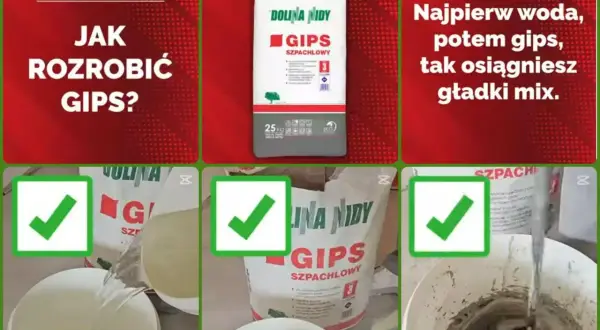 Jak rozrobić gips szpachlowy? Woda najpierw, potem gips. Zobacz, ile schnie gips szpachlowy i jak uzyskać gładki mix.