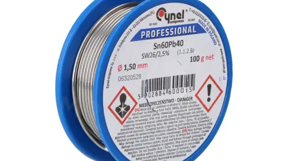 Cyna cynel Sn60Pb40 SW26/2,5% 1,50 mm 100g – idealna do lutowania elektroniki.