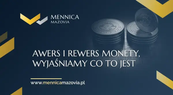 Awers i rewers monety – Mennica Mazovia wyjaśnia. Stos monet na ciemnym tle.