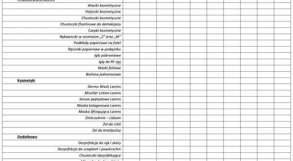 Przed pracą: Warunki dopuszczenia pracownika lista kontrolna
