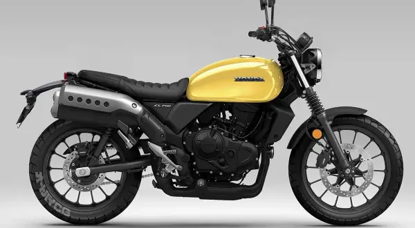 Honda Scrambler 750 amarilla, lista para la aventura.