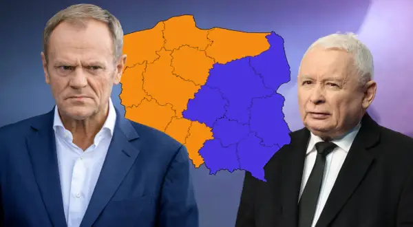 Donald Tusk i Jarosław Kaczyński na tle podzielonej Polski. Czy do której godziny głosowanie?