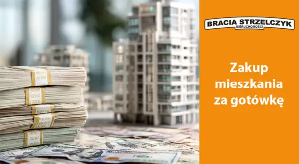 Kupno mieszkania za gotówkę wymaga uwagi na detale. Stosy pieniędzy i makieta budynku sugerują, na co zwrócić uwagę przy kupnie mieszkania.