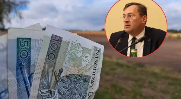 Pieniądze i mężczyzna w garniturze symbolizują wsparcie dla rozwój małych gospodarstw ARIMR.