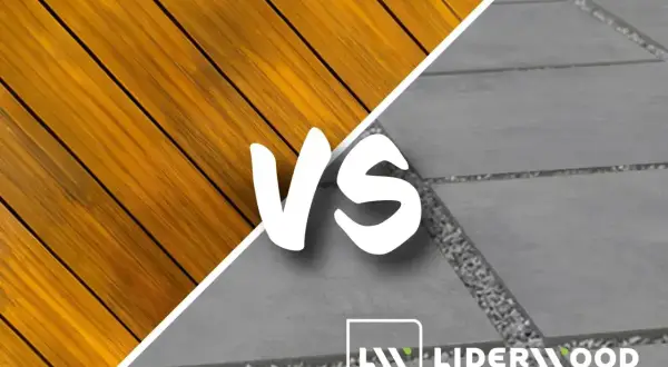 Drewno czy płytki? Wybierz idealne rozwiązanie co na taras. Logo LIDERWOOD.