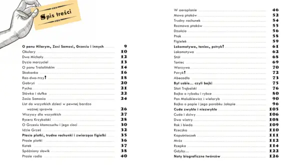 Spis treści wierszy dla dzieci Juliana Tuwima. Znajdziesz tu m.in. "Lokomotywę", "Ptasie radio" i "Słonia Trąbalskiego".