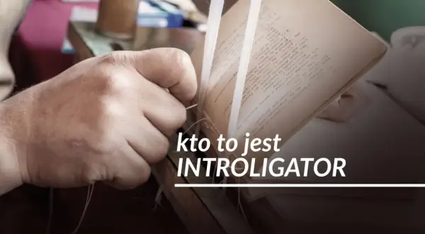 Ręce introligatora zszywają kartki starej książki. Kto to jest introligator? To artysta, który nadaje książkom nowe życie.