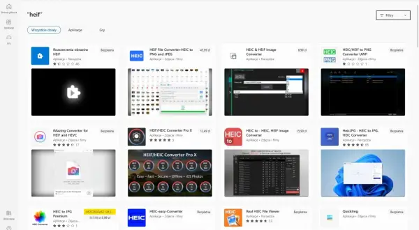 Sklep Microsoft Store oferuje aplikacje, które pomogą Ci jak zmienić typ pliku HEIC na JPG, PNG i inne formaty.