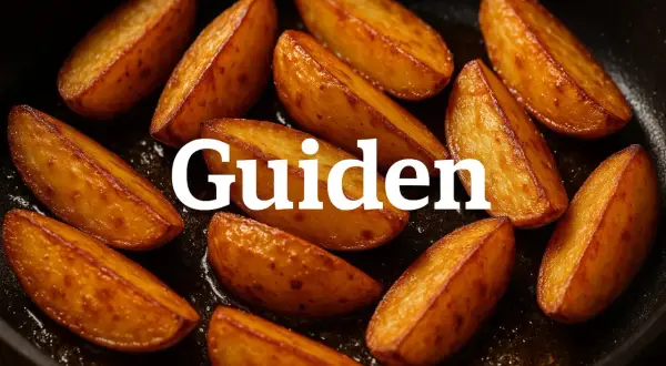 Gylla, krispiga bitar av stekt potatis i en stekpanna. Perfekt som tillbehör till middagen.