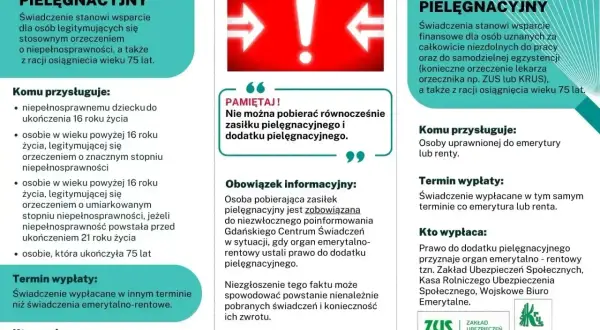 Zasiłek pielęgnacyjny przysługuje m.in. osobom po 75. roku życia. Informacje o świadczeniach.
