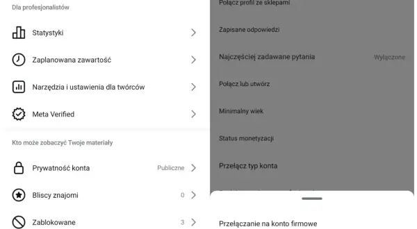 Ustawienia prywatności konta na Instagramie. Zobacz, jak zrobić konto prywatne na Instagramie, przechodząc do "Prywatność konta".