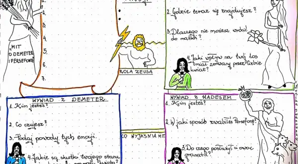 Zapiski dotyczące mitu o Demeter i Persefonie: wywiady z postaciami, plan wydarzeń i rola Zeusa.