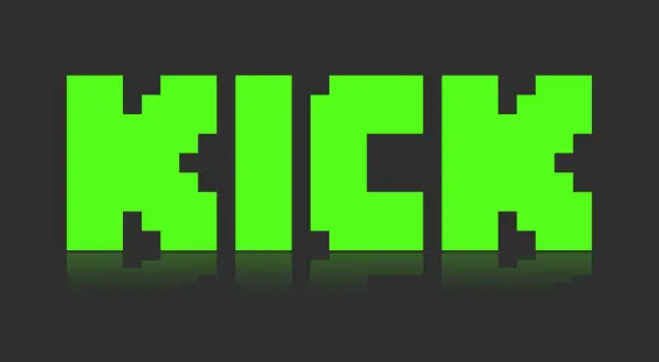 Pixelige grüne Buchstaben bilden das Wort "KICK" auf schwarzem Hintergrund. Was ist Kick? Ein starker Impuls, ein Aufbruch!