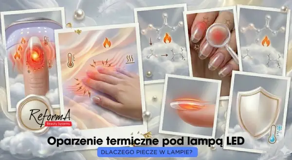 Oparzenie termiczne pod lampą LED? Wyjaśniamy, dlaczego żel piecze w lampie, pokazując reakcje chemiczne i odczucia ciepła.