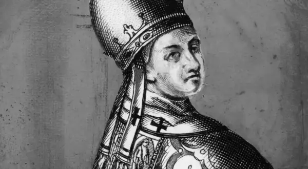 Portret papieża w tiarze i bogato zdobionej szacie. Czy to najmłodszy papież w historii?