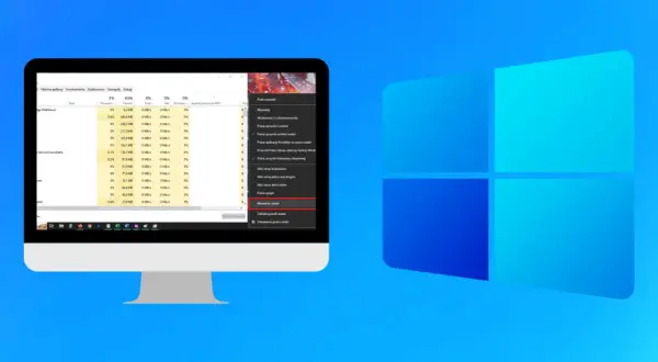 Menedżer zadań skrót. Widok paska zadań Windows z otwartym menu kontekstowym, gdzie zaznaczono "Menedżer zadań".