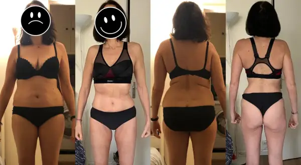 Avant/après : une femme de 53 ans, frustrée car elle n'arrive pas à maigrir, montre son corps en lingerie.