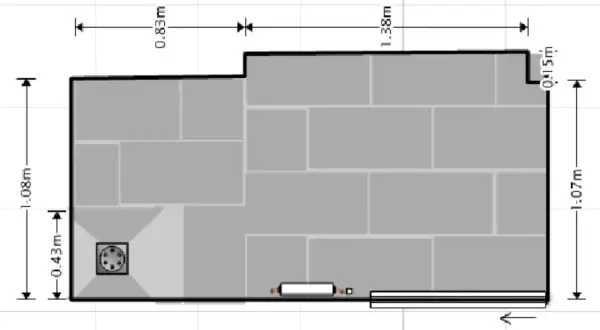 Plan de salle de bain avec dimensions. Pour carreler une salle de bain par où commencer ? Ce schéma montre l'agencement et les mesures.