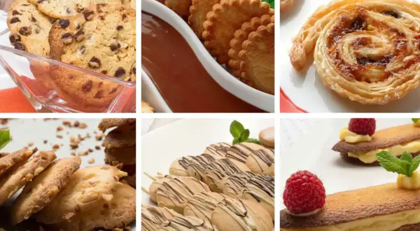Variedad de recetas de galletas caseras sencillas: con chispas de chocolate, bañadas en chocolate, enrolladas y rellenas.