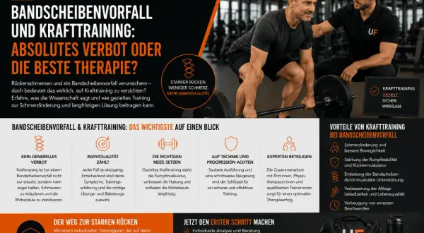 Krafttraining bei Bandscheibenvorfall: Gezieltes Training stärkt den Rücken, lindert Schmerzen und verbessert die Lebensqualität.