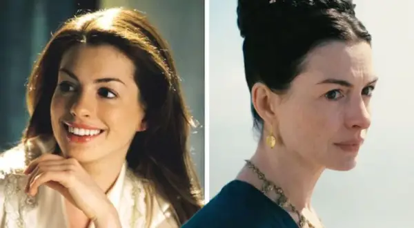 Anne Hathaway i två roller: en glad ung kvinna och en mer allvarlig, kanske en prinsessas dagbok 3.